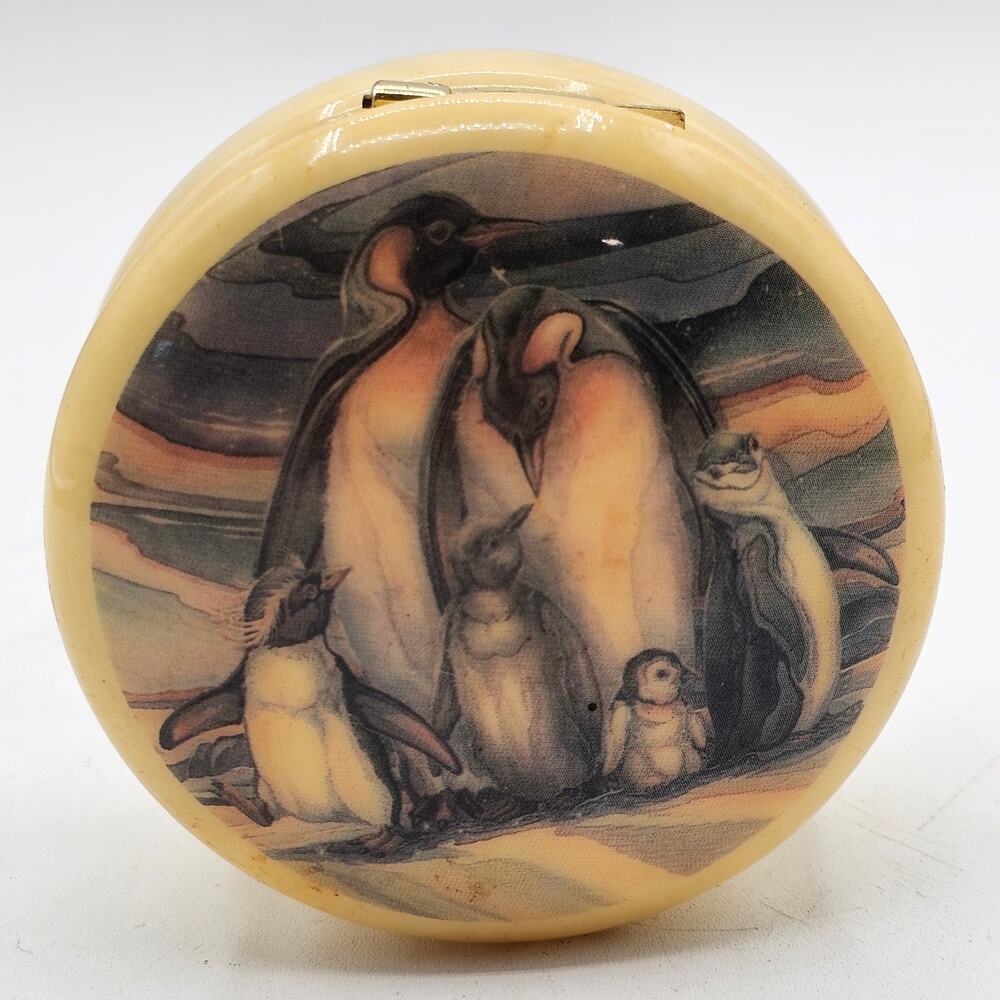 Jody Bergsma Penguin Trinket Box Alabaster Hand Carved Italy Sea World Vintage